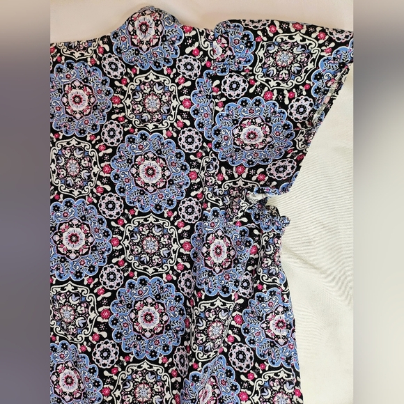 Loft Womens Blue Multicolor Patterned Short Sleeve Button Up Mini Dress Size XS - Picture 10 of 10